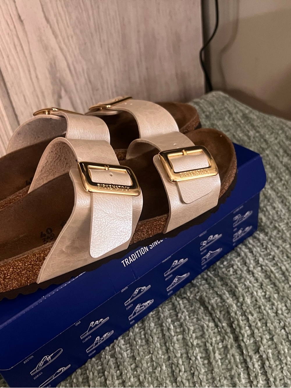 Birkenstock Womens Metallic Light 
Gold Two-Strap Sandal - Picture 3 of 8